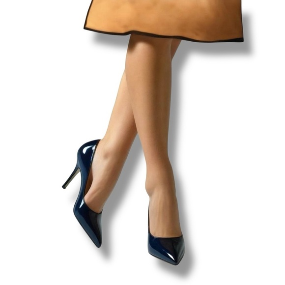 Ann Taylor Two-Tone Pumps Dark Blue Black Pointed Toe 6.5 - Picture 10 of 10